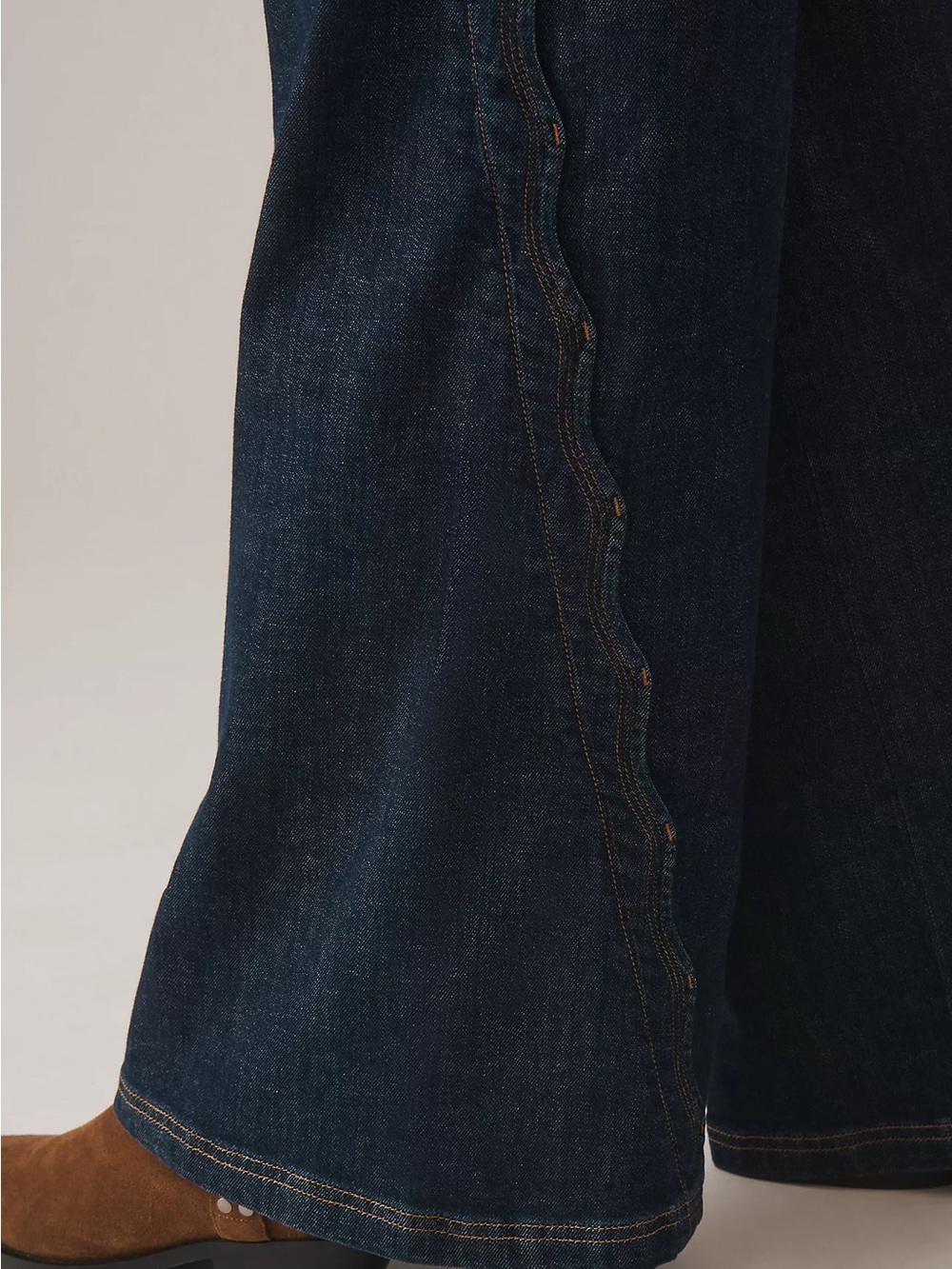Anthropologie 27P High Rise Wide Leg Jeans Maeve Scallop Edge Dark Wash EUC - Picture 2 of 4